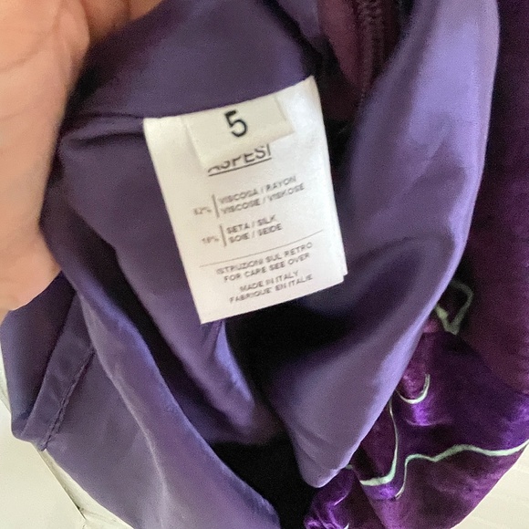 Aspesi Mini Dress Bubble hem Italy Designer Velvet Silk blend Purple Mint Sz 4 - Picture 9 of 13